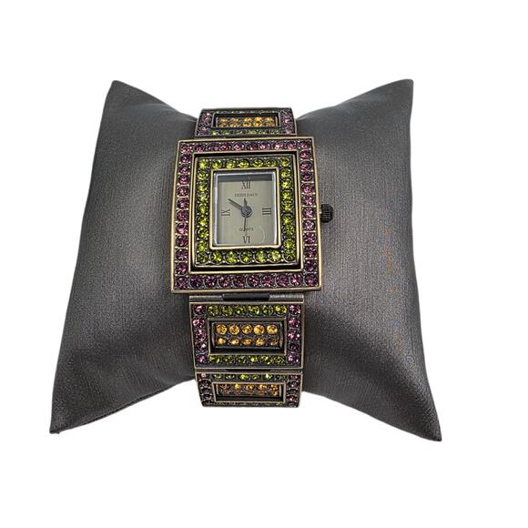 Heidi Daus "Changeable Art" Pave' Crystal Reversible Watch/Bracelet New Battery - Picture 6 of 8